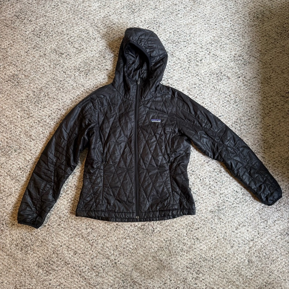 Patagonia Jacket Primaloft Nano Puff Hoodie Black Women's Size S